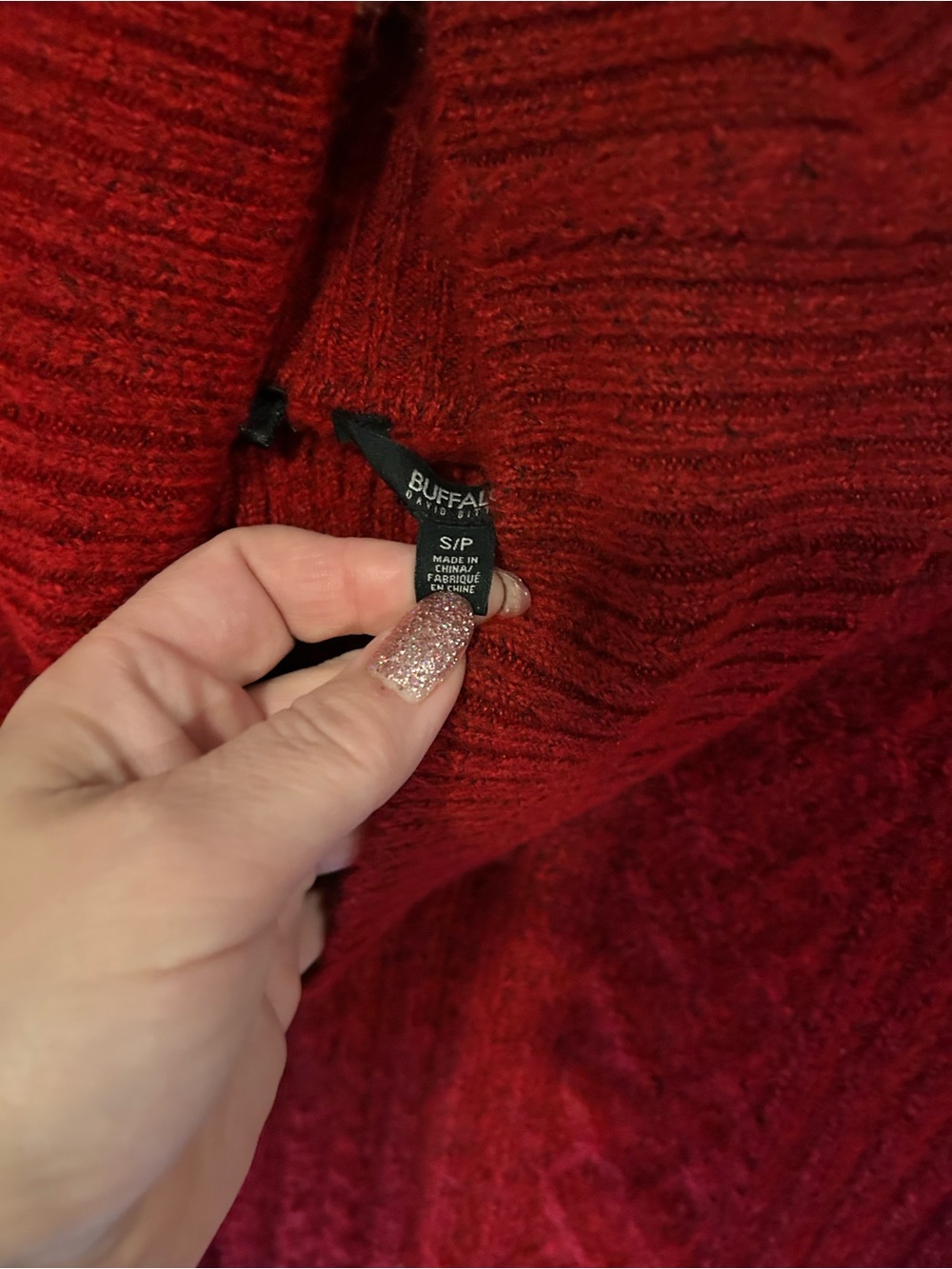 Buffalo David Bitton Red Cable Knit Turtleneck Sweater - Size S - Picture 6 of 7